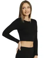 Crop Top Uzun Kollu T-Shirt Dono 2218 Siyah