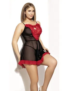 NightLight Dantel Detaylı Tül Gecelik Night Light 3464