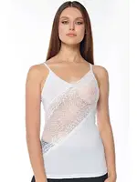 Dantel İşlemeli Askılı Beyaz Kadın Atlet KB2560 Beyaz