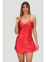 Dantel Sabahlıklı 2Li Kırmızı Kısa Saten Gecelik Takımı NBB 3150  Kırmızı detay görünüm