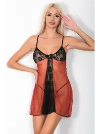 Phevos Dantel Trasnparan Gecelik Takım Phevos 011-003612