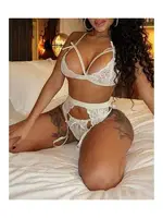 Dantelli Fantezi Jartiyer Takım Night Light 3393 Beyaz