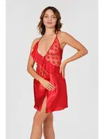 Dantelli Kısa Saten Gecelik Kırmızı NBB 3146 Kırmızı farklı açı