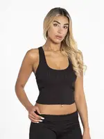 Kalın Askılı Pedli Kadın Crop Defnem 8101 Siyah