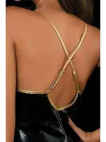 Dekolteli Bağcık Detaylı Fantezi Deri Elbise Phevos 011-008017 Siyah görsel 5