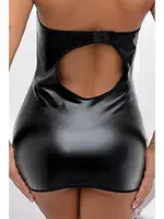 Deri Fantezi Mini Elbise Phevos 011-008029 Siyah görsel 5