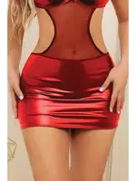 Deri Sırt Dekolteli Tül Detaylı Fantezi Mini Elbise Phevos 011-008043 Kırmızı görsel 5