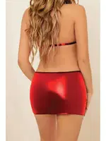 Deri Sırt Dekolteli Tül Detaylı Fantezi Mini Elbise Phevos 011-008043 Kırmızı görsel 6