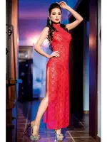 Derin Yırtmaçlı Kırmızı Uzun Gecelik Nightlight 3437 Kırmızı