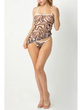 Phevos Desenli Askılı Transparan Gecelik Phevos 012-002245 - Alternatif Görünüm