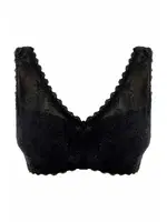 Desteksiz Kalın Askılı Dantelli Sütyen NBB 370 Siyah detay görünüm