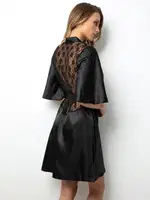 DoReMi Dantelli Miorre Saten Sabahlık 002-000914 Siyah görsel 4