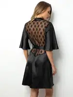 DoReMi Dantelli Miorre Saten Sabahlık 002-000914 Siyah görsel 5