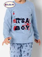 Doremi Erkek Çocuk Pijama Takımı 002-000822 Mavi Melanj görsel 5