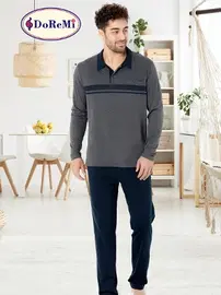 DOREMI Polo Yaka Antrasit DoReMi Erkek Pijama Takımı