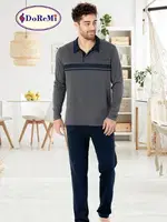 Polo Yaka Antrasit DoReMi Erkek Pijama Takımı Antrasit Melanj