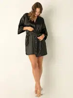 DoReMi Saten Mini Kuşaklı Sabahlık Siyah görsel 6