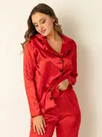 DoReMi Uzun Kollu Saten Pijama Takımı Kırmızı görsel 6