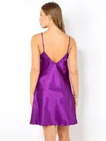 DoReMi Yırtmaçlı Dantel Detaylı Saten Gecelik Mor görsel 14