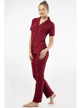 Türen Kısa Kollu Gömlek Yaka Kadın Pijama Takımı Türen 3368 - Alternatif Görünüm