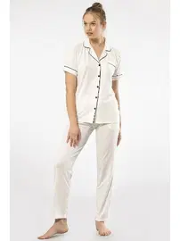 Türen Gömlek Yaka Kısa Kollu Kadın Pijama Takımı Türen 3368