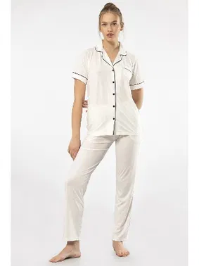 Türen Gömlek Yaka Kısa Kollu Kadın Pijama Takımı Türen 3368 - Alternatif Görünüm