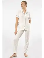 Gömlek Yaka Kısa Kollu Kadın Pijama Takımı Türen 3368 Ekru farklı açı