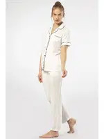 Gömlek Yaka Kısa Kollu Kadın Pijama Takımı Türen 3368 Ekru görsel 4