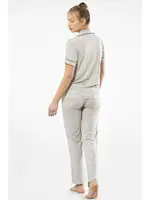 Gri Kısa Kollu Gömlek Yaka Kadın Pijama Takımı Türen 3368 Gri görsel 4