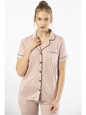 Türen Kısa Kollu Gömlek Yaka Kadın Pijama Takımı Türen 3368 - Alternatif Görünüm