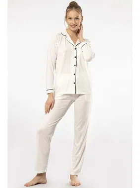 Türen Gömlek Yaka Uzun Kollu Kadın Pijama Takım Türen 3365