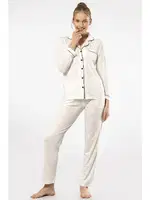 Gömlek Yaka Uzun Kollu Kadın Pijama Takım Türen 3365 Ekru farklı açı