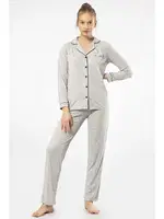 Gri Gömlek Yaka Uzun Kollu Kadın Pijama Takım Türen 3365 Gri detay görünüm