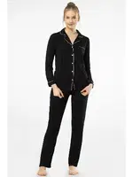 Önden Düğmeli Gömlek Yaka Uzun Kollu Kadın Pijama Takım Türen 3365