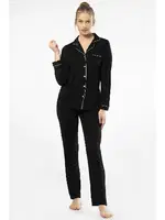 Önden Düğmeli Gömlek Yaka Uzun Kollu Kadın Pijama Takım Türen 3365 detay görünüm