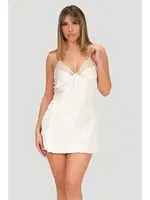 Ekru Dantel Sabahlıklı 2Li Kısa Saten Gecelik Takımı NBB 3150  Ekru detay görünüm