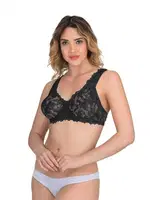 Emay 178 Toparlayıcı Minimizer Dantelli Sütyen B CUP Siyah farklı açı