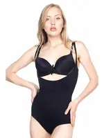 Emay Dikişsiz Göğsü Açık Slip Boy Çıt Çıtlı Korse 2023 Siyah görsel 8