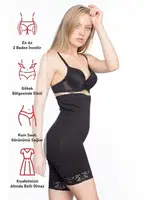 Emay Dikişsiz Paça Dantelli Boxer Korse 2027 Siyah görsel 14