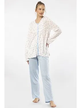 Türen Empirme Düğmeli Battal Uzun Kollu Kadın Pijama Takım Türen 3367