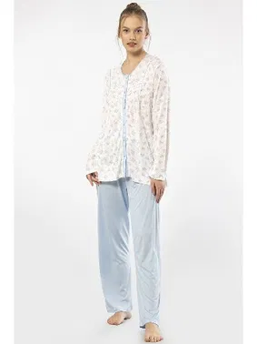 Türen Empirme Düğmeli Battal Uzun Kollu Kadın Pijama Takım Türen 3367 - Alternatif Görünüm