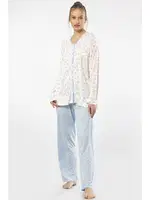 Empirme Düğmeli Battal Uzun Kollu Kadın Pijama Takım Türen 3367 Mavi detay görünüm