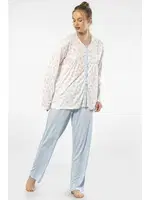 Empirme Düğmeli Battal Uzun Kollu Kadın Pijama Takım Türen 3367 Mavi farklı açı