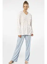 Türen Patlı Empirme Battal Uzun Kollu Kadın Pijama Takım Türen 3366