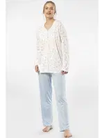 Patlı Empirme Battal Uzun Kollu Kadın Pijama Takım Türen 3366 Mavi detay görünüm