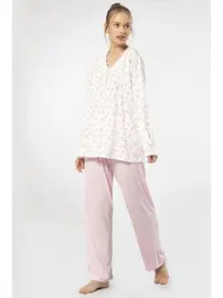 Türen Empirme Patlı Battal Uzun Kollu Kadın Pijama Takım Türen 3366