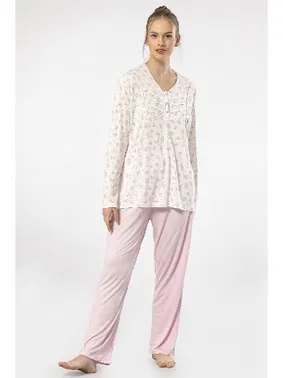 Türen Empirme Patlı Battal Uzun Kollu Kadın Pijama Takım Türen 3366 - Alternatif Görünüm