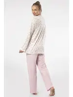 Empirme Patlı Battal Uzun Kollu Kadın Pijama Takım Türen 3366 Pembe görsel 4