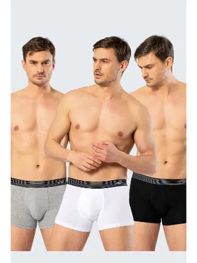 Cacharel Cacharel Erkek 3lü Boxer 1320 Beyaz-Siyah-Gri