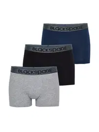 Black Spade 3lü Basics Erkek Boxer Gri Lacivert Siyah Black Spade 9472